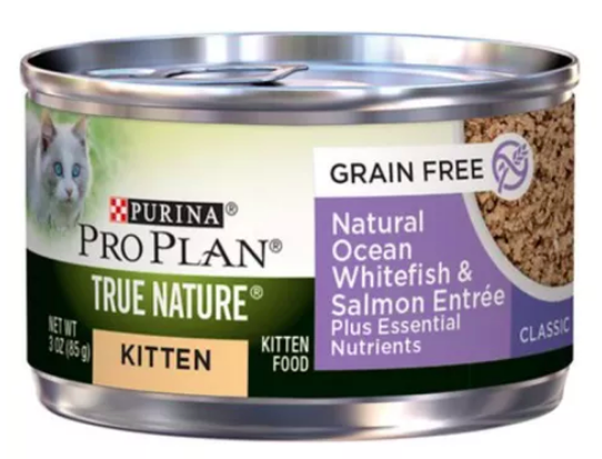 Grain-Free: Purina Pro Plan True Nature Ocean Whitefish and Salmon Kitten Formula Canned Cat Food