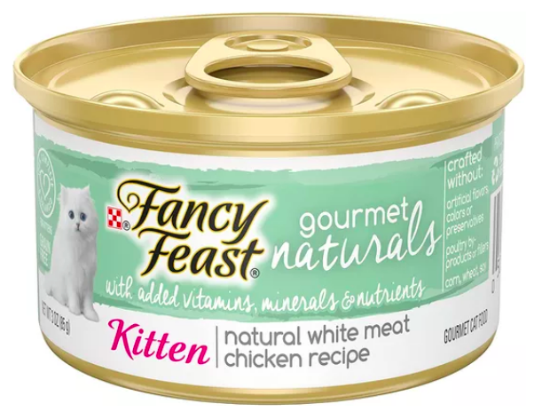 Our Best Budget Cat Food:  The Fancy Feast Gourmet Naturals Kitten Canned Food