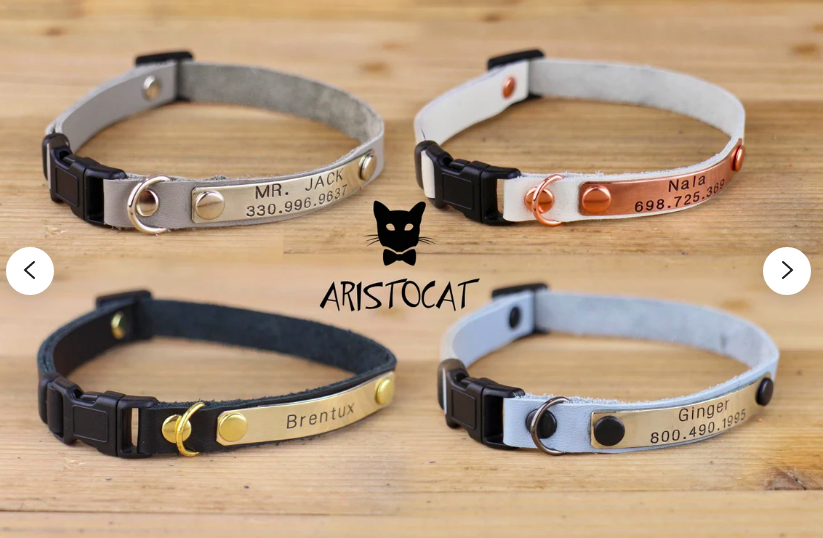 Premium Quality Stylish Personalised Leather Cat Collars 